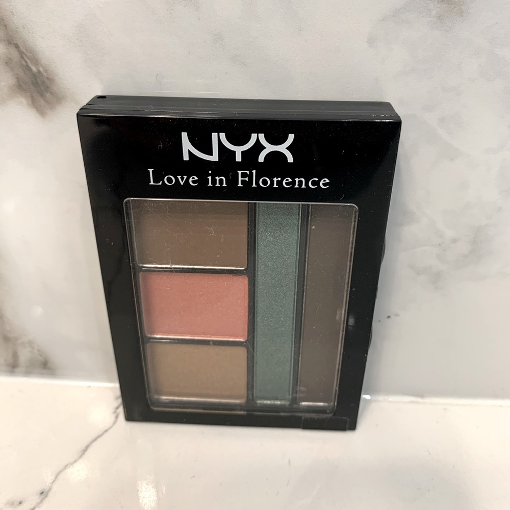 NYX “Love In Florence” eyeshadow palette.  “Eat, Love, Be Fab”. Disc shades